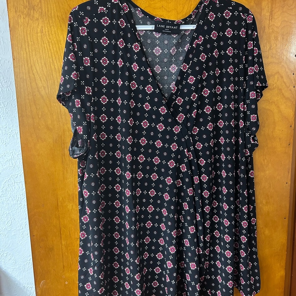 Lane Bryant Black and Red Patterned Blouse
